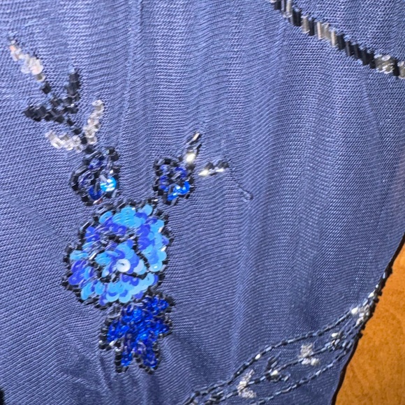 Aidan Mattox Embellished V- Neck Cocktail Dress in Twilight Blue - 10 - Picture 5 of 7